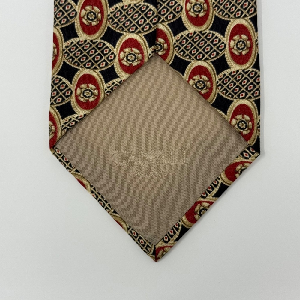 Canali Milano Necktie 100% Silk‎ Geometric Floral Pattern Italy Made Men's - Picture 5 of 5